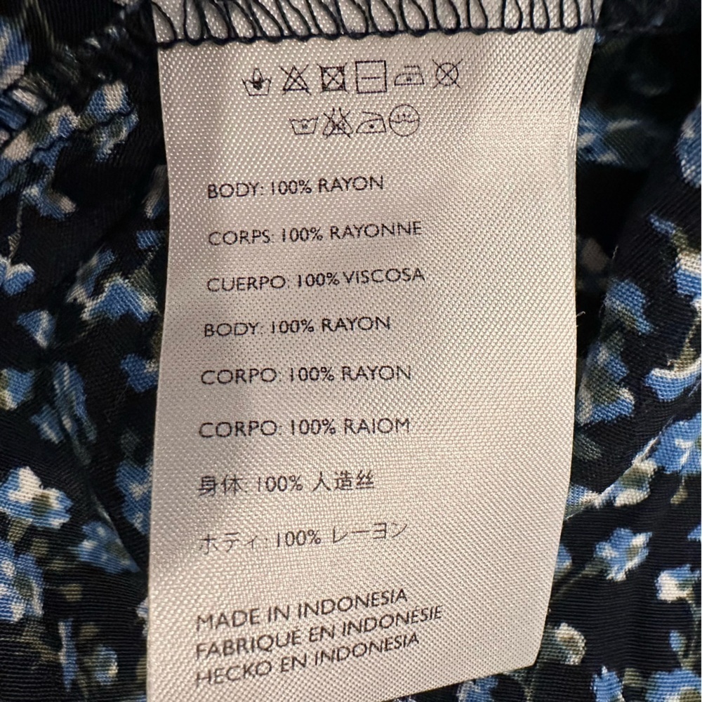Faithfull the Brand Anthropologie Blue Ditsy Floral Bell Sleeve Wrap Dress Sz 6 - Picture 7 of 14